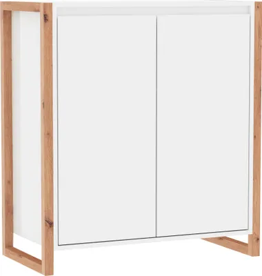 Produktbild von Kommode >Denver< in weiß / Nachbildung Artisan Oak - 80x88x40cm (BxHxT)