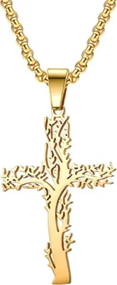 Zdjęcie produktu dla Naszyjnik Tree Cross - Złoty, Elegancki Uni  KP34109