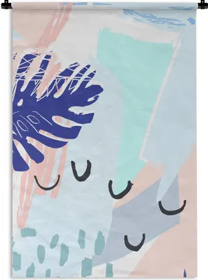 Produktbild von MuchoWow® Wandteppich Wandbehang Sommer - Tropisch - Blatt - Blau 90x135 cm Tapisserie Dekoration Wandtuch - Baumwolle - Wandskulptur