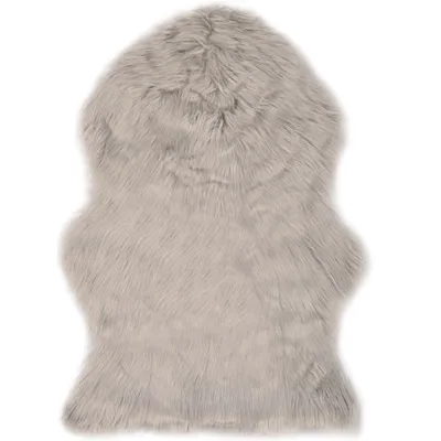 Image de Tapis 60 x 90 cm Peau de mouton synthétique Gris clair