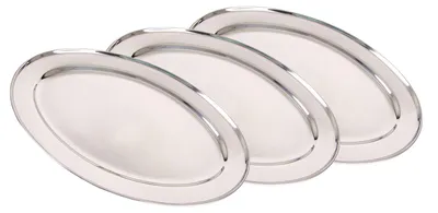 Produktbild von 3er-Set Edelstahl Servierplatte 40cm Buffetplatte Serviertablett Partyplatte