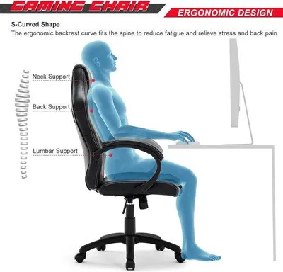 Produktbild von Famanu Gamingstuhl Ergonomisch mit Hoher Rückenlehne - Ideal für Zuhause und Büro