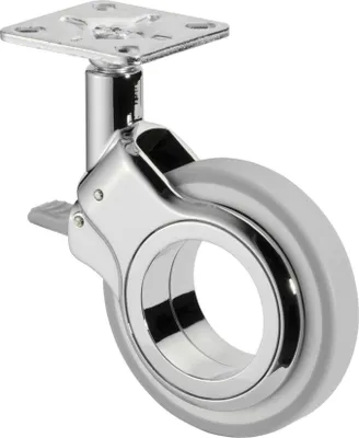 Produktbild von BS Rollen Design-Lenkrolle mit Feststeller Durchmesser 75mm Tragfähigkeit 50kg Polyurethanrad Platte 47x47mm - F383.075