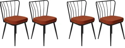 Image de Skye Decor, Yıldız-945 V4, ensemble de chaises (4 pièces), carreaux rouges, 100 % MÉTAL, 43 x 42 x 82 cm