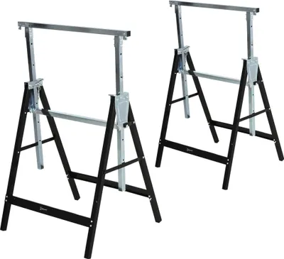 Zdjęcie produktu dla Fortuna Lai Stojak do pił Regulacja wysokości Składany Metal Czarny 68x56x80-130 cm Nośność do 200 kg Do obróbki drewna