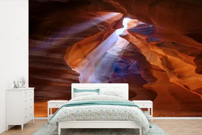 Produktbild von MuchoWow® Fototapete für Wohnzimmer oder Schlafzimmer Wandtapete Vinyl Motivtapete Sonnenstrahlen leuchten in einer Höhle im Grand Canyon - 600x400 cm - Vinyltapeten