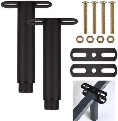 Productafbeelding van Verstelbare metalen poten, 18-33 cm - Meubelverhogers - Set van 2 - Zwart - voor bed/kast/bank