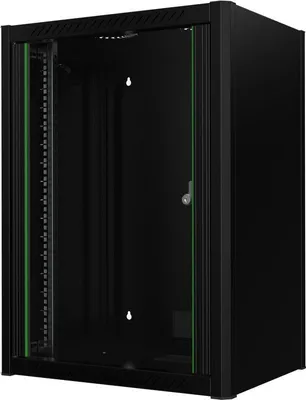 Produktbild von LOGON RWM16U45BL, Wandmontiertes Regal, 16U, Sperrschloss, Verbessertes Kabelmanagement, Schwarz