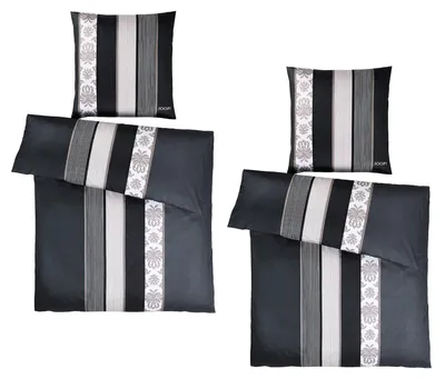 Produktbild von 4 tlg JOOP! Satin Bettwäsche Ornament Stripes 4022-9 schwarz 135x200