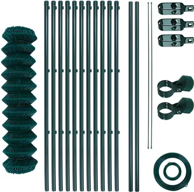 Produktbild von Maschendrahtzaunset Gartenzaun 1,50x25 m Gartenzaunset Zaunset grün Komplettset