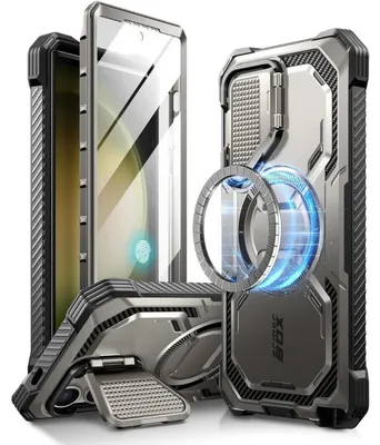 Productafbeelding van Beschermhoes met camera-bescherming en standaard voor de Samsung Galaxy S24 Ultra, 6,8 inch, kleur: TiGray