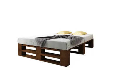 Produktbild von Lermowood Palettenbett M2 140 x 200 cm Palisander Holzbett Massivholzbett Bett aus Paletten Seniorenbett Kinderbett Jugendbett