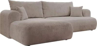 Obrázek produktu pro Selsey Ovo Cord - Rohová pohovka s funkcí spaní, lůžková skříň, manšestrová tkanina, levá, béžová