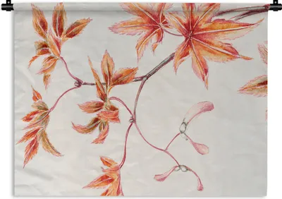 Produktbild von MuchoWow® Wandteppich Wandbehang Vintage - Japanischer Ahorn - Blätter 150x112.50 cm Tapisserie Dekoration Wandtuch - Wanddecke - Wandteppiche