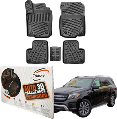 Produktbild von Trimak Autofußmatten kompatibel mit Mercedes GLS X166 (2012-2019) Auto Allwetter Gummimatten
