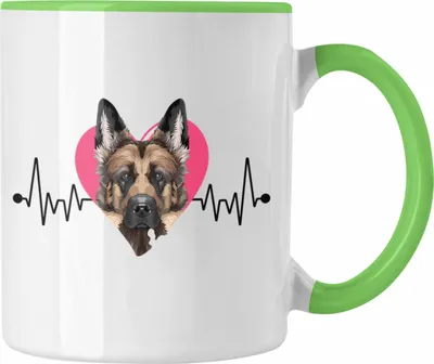 Produktbild von Trendation - Schäferhund Besitzer Tasse Geschenk Lustiger Spruch Geschenkidee Herzschlag Schäferhund (Grün)