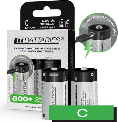 Immagine prodotto di LiiBattaries BATTERIA A IONI POTENTE USB-C 2pcs 3000mAh