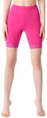 Image de Bellivalini Leggings courts pour femmes en viscose avec dentelle BLV50-216 (rose, S)