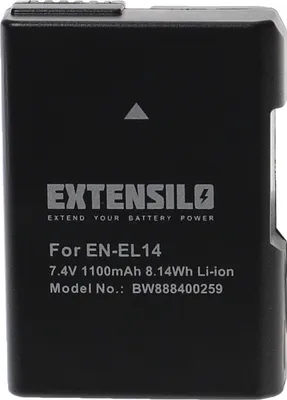 Produktbild von EXTENSILO Akku kompatibel mit Nikon D5500, D3300, D5100, D5200, D5300, D3100, D3200, D5600 Kamera (1100 mAh, 7,4 V, Li-Ion), Infochip