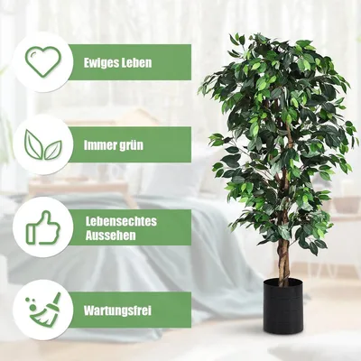 Image de Plante d'intérieur décorative de 180 cm, plante artificielle décorative avec 1008 feuilles et tronc naturel