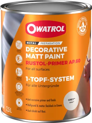 Produktbild von OWATROL AP60 Grau Matt Rostschutz Grundierung Metallschutzlack 2,5 Liter