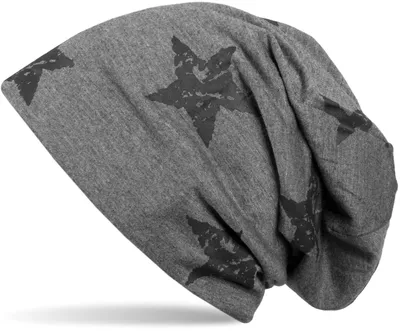 Produktbild von styleBREAKER Uni Stoff Beanie Mütze mit Sterne Print im Destroyed Vintage Look, Longbeanie 04024041