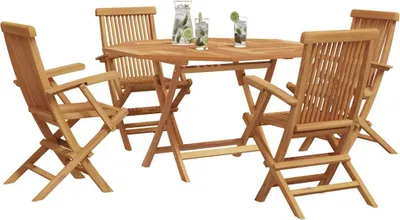 Immagine prodotto di Set da pranzo da giardino 5 pezzi in legno massiccio teak marrone