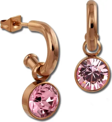Produktbild von Amello Ohrringe Edelstahl Ohrhänger rosa glitzernde Zirkonias rosegold D2ESOS51A