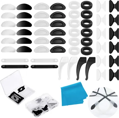 Produktbild von Brillen Nasenpads, 48 Paar Weiche Brillenpads Selbstklebende Silikon Anti-Rutsch Nasenpads Weiche Schaumstoff Nasenpads Bequeme Runde Silikon Anti-Rutsch Brillenhalter Brillenhakenhalter