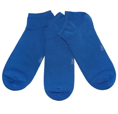Produktbild von Herren Sneakersocken 3-er Pack aus Baumwolle Einfarbig Kornblau Größe 43-46