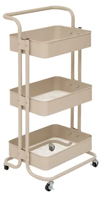 Produktbild von 5Five Trolley - beige - 3 Schichten - 45 x 36 x 86 cm - Metallgitter - Kuchen-/Badewagen