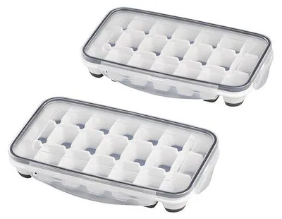Produktbild von APS 36103 Eiswürfelform, 2er-Set, für je 21 Eiswürfel (4 x 2,5 x 3 cm), mit Deckel, 25 x 15 cm, Höhe 4 cm