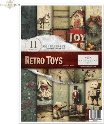 Produktbild von Reispapier-Set A4 für Decoupage – RP092 – Retro Toys – ITD Collection