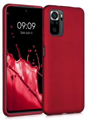Produktbild von kwmobile Handyhülle für Xiaomi Redmi Note 10 / Note 10S Hülle - Silikon Case metallisch schimmernd - Schutzhülle Cover - Metallic Dunkelrot