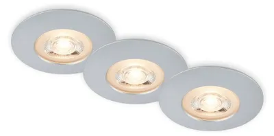 Image de Lampes LED encastrées, chrome mat, IP65, 3xLED/5W