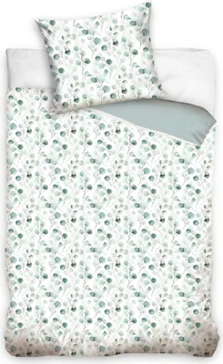 Produktbild von Bettwäsche Eukalyptus, Blätter, Zweige 100 % Baumwolle, Mako-Satin, 2 teilig, sanft, weich für Teenager & Erwachsene, Partnerbettwäsche