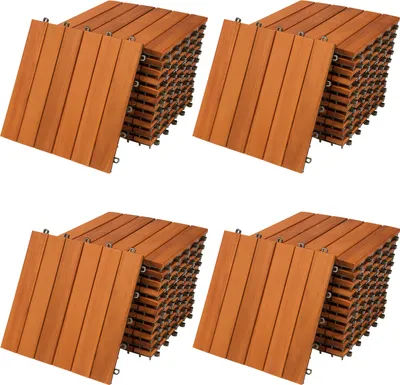 Produktbild von Casaria Holzfliesen FSC®-zertifiziertes Akazien- oder Eukalyptusholz Terrassenfliesen Klickfliesen 30x30cm Garten Balkon, Model:44x Akazie