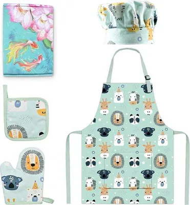 Produktbild von Kinderkochschort mit Taschen für Jungen und Mädchen 2-6 Jahre, verstellbares Kochschort für Kinder zum Kochen, Backen, Malen und Feiern