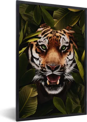 Produktbild von MuchoWow® MuchoWow® Gerahmtes Poster Tiger - Grün - Augen 20x30 cm - Poster mit zchwarzem Bilderrahmen - Drucken - Bilder Poster im Rahmen