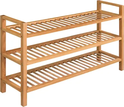 Produktbild von The Living Store Schuhregal mit 3 Etagen 100x27x60 cm Massivholz Eiche