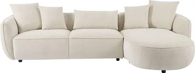 Produktbild von Rechtes Ecksofa DOKALO aus beigem Chenille-Stoff von Maison Céphy