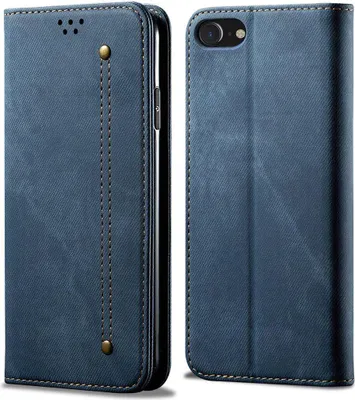 Image de etui iPhone 8, Etui portefeuille en cuir avec fermeture magnétique et fonction stand pour iPhone 6 / 6s / 7 / 8 bleu