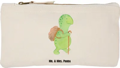Produktbild von Mr. & Mrs. Panda Federmappe Schildkröte Wanderer Größe S Klein - Weiß - Geschenk, Waschtasche, Entpannt, Mäppchen, Rucksack, Kulturtasche, kosmetiktäschchen, Schildkröten