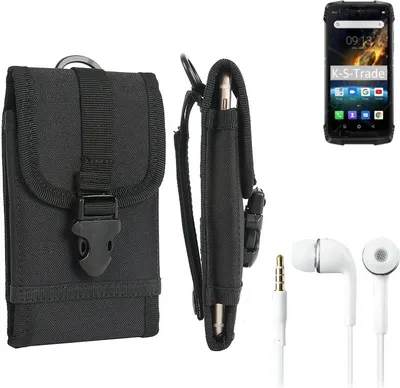 Produktbild von K-S-Trade Holster Schutz Hülle kompatibel mit Blackview BV6900 Gürteltasche Handy Hülle Tasche outdoor Seitentasche schwarz 1x + Kopfhörer