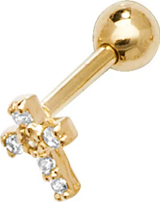 Productafbeelding van Oorbellen van cartilage, uniek ontwerp, voor dames, met een kruis van 375/1000 goud en zirconiumoxide - 5mm * 3mm; TRS25872
