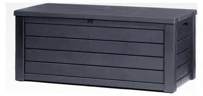 Produktbild von Auflagenbox mit 570 Litern Volumen, wetterfest und wasserdicht, Sitzgelegenheit, Anthrazit, 72,4 x 155 x 64,4 cm, Kissenbox, Gartenbox