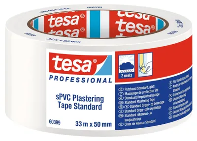 Imagen del producto de Cinta adhesiva de PVC, modelo 60399, estándar, color blanco, longitud 33 metros, ancho 50 mm