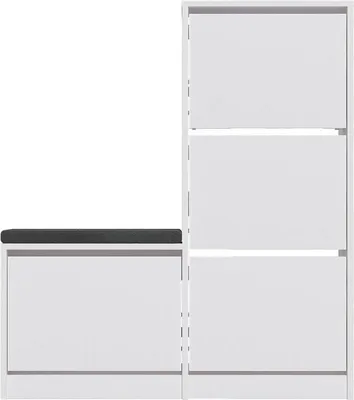 Produktbild von Schuhschrank Alpherg, Schuhregal, Mehrzweck-Eingangsgarderobe, Möbel für Schuhe, 105x26 h119 cm, Weiß