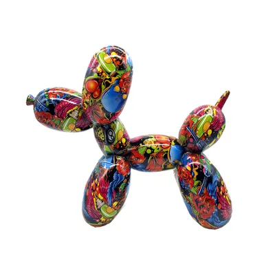 Immagine prodotto di Gilde Figur, Ballonhund, "Street Art", Graffiti, Kunstharz, mehrfarbig, VE 1, L. 11 cm, B. 28 cm, H. 25 cm 37637 4063387376379