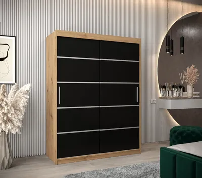 Produktbild von Kleiderschrank ENNI – Breite 150 cm, Eiche artisan / schwarz